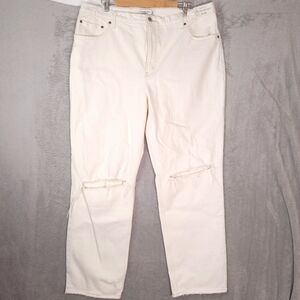 Abercrombie The 90s Straight Ultra High Rise White Jeans Women 34 / 18 R NWT